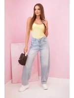 Dámska blúzka na ramienka s výstrihom svetložltá