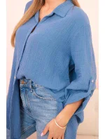 Bavlnená mušelínová oversize košeľa tmavý denim