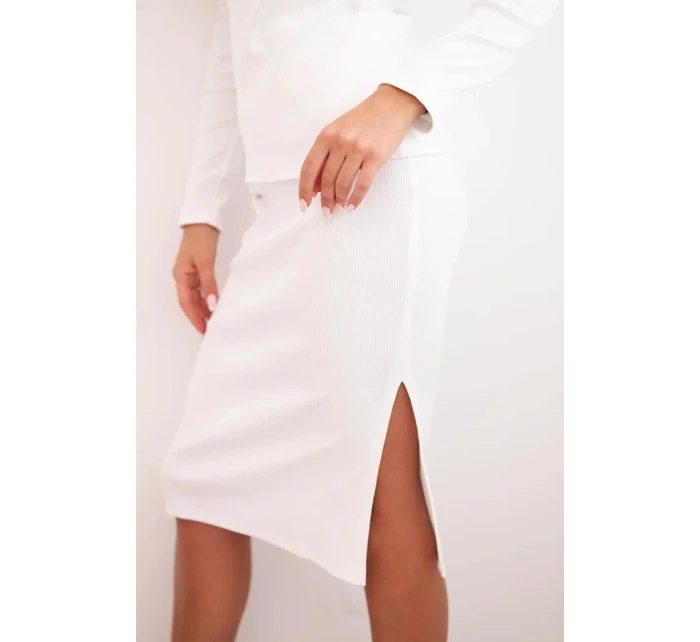 Dámský komplet bavlněný pruhovaný top a tužková sukně ecru