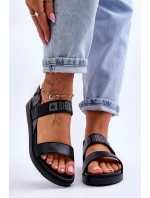 Damskie Płaskie Sandały Big Star LL274938 Czarne