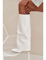 Ocieplane Kozaki Na Szpilce Z Wywiniętą Cholewką Białe Tamonia Ocieplane Kozaki Na Szpilce Z Wywiniętą Cholewką Białe Tamonia