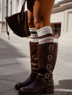 Dámské podkolenky s pruhy s pruhy Ecru