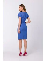 S336 Puzdrové šaty s opaskom - modré