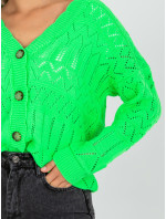 Fluo zelený ažurový letný sveter s gombíkmi RUE PARIS