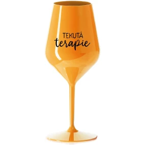 TEKUTÁ TERAPIE - oranžová nerozbitná sklenice na víno 470 ml