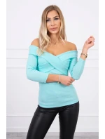 Halenka s model 21753072 výstřihem mátová - K-Fashion