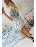 Španielske šaty s kvetinovým motívom v mätovej farbe Španielske šaty s kvetinovým motívom v mätovej farbe