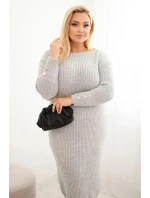 Dámské pletené šaty Plus Size s model 21393342 šedá - K-Fashion