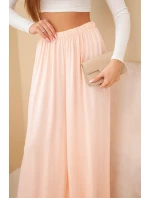 Dámske viskózové široké nohavice s elastickým pásom marhuľová