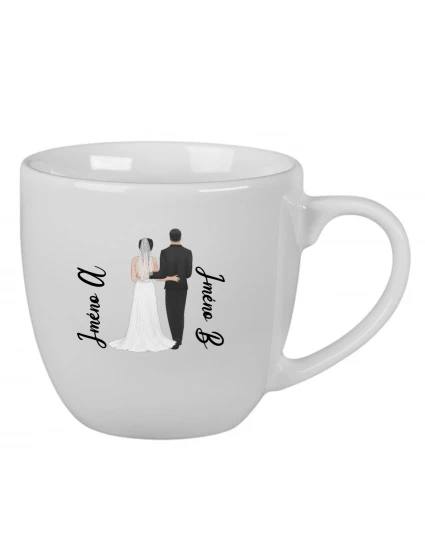 Personalizovaný keramický hrnek 400 ml s novomanželským párem