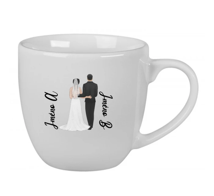 Personalizovaný keramický hrnek 400 ml s novomanželským párem