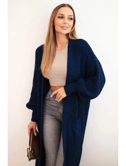 Dlhý sveter 34855 tmavo modrý - Kesi