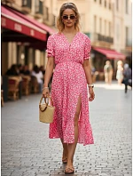 Sukienka damska midi w  różowa model 22203563 - FashionStreet