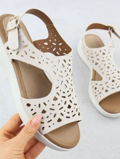 Dámske vyvýšené krémové semišové sandále Sergio Leone SK-850