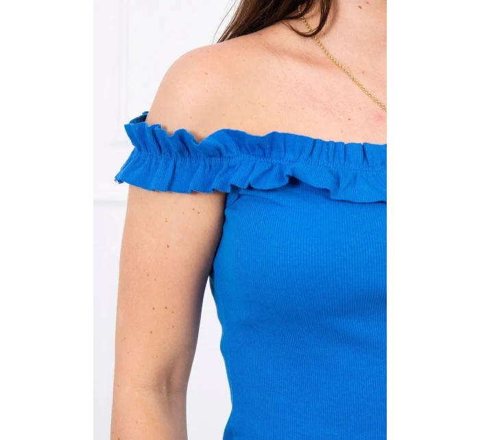 Nevädze modrá volániková blúza s pruhmi Nevädze modrá volániková blúza s pruhmi