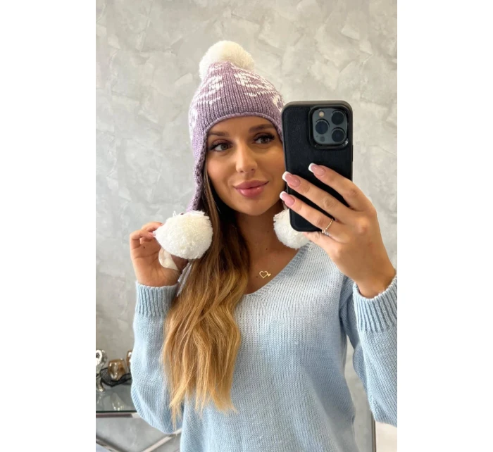 Dámská klapka na uši světle fialová model 20536199 - K-Fashion Dámská klapka na uši světle fialová model 20536199 - K-Fashion