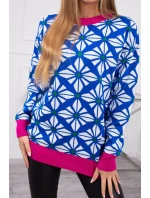 Swinger s geometrickým motívom nevädze modrá