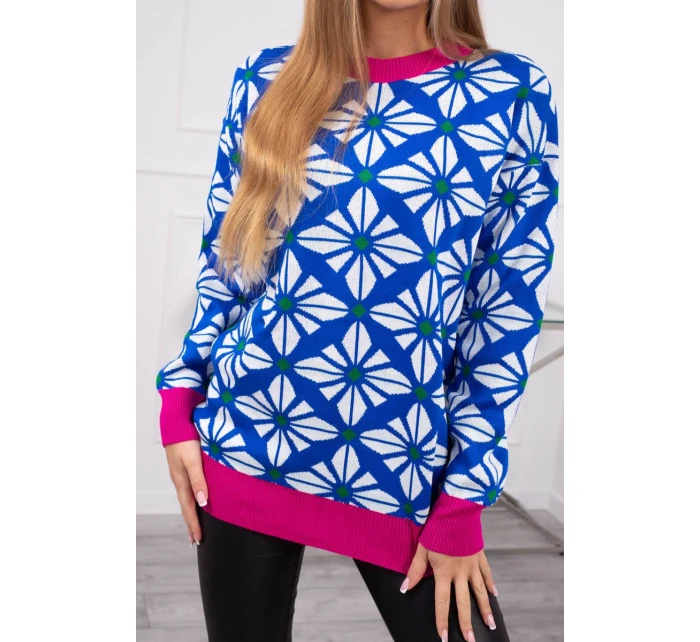 Swinger s geometrickým motívom nevädze modrá