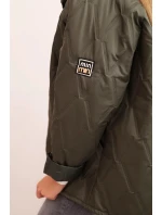 Dámska prešívaná bunda s kapucňou khaki