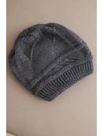 Dámska zimná čiapka z vlny a s pleteným vzorom K428 graphite Dámska zimná čiapka z vlny a s pleteným vzorom K428 graphite