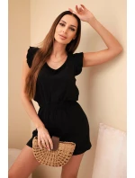 Dámsky mušelínový overal s volánikmi čierny