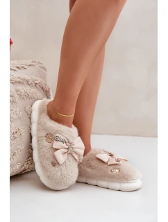 Pantofle S Mašlí A Ozdobami Béžové model 21680837 - Boto