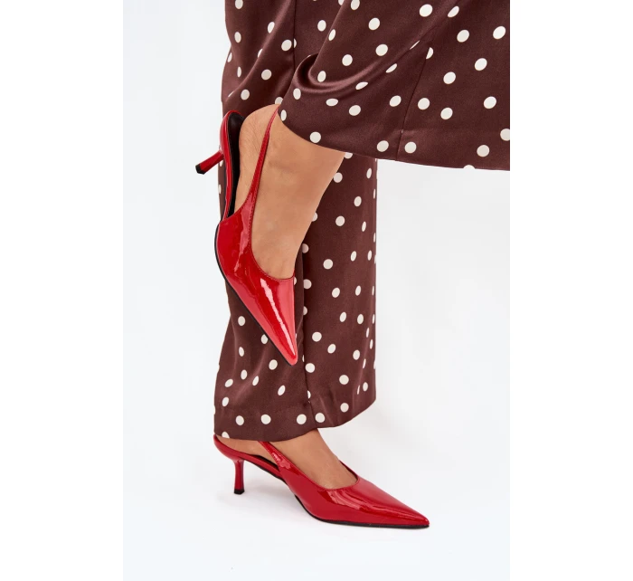 Lakierowane Czółenka Na Szpilce Z Odkrytą Piętą Czerwone Talira