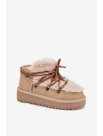 Śniegowce Dziecięce Młodzieżowe Z Futerkiem D.Franklin DFSH370011 Beżowe