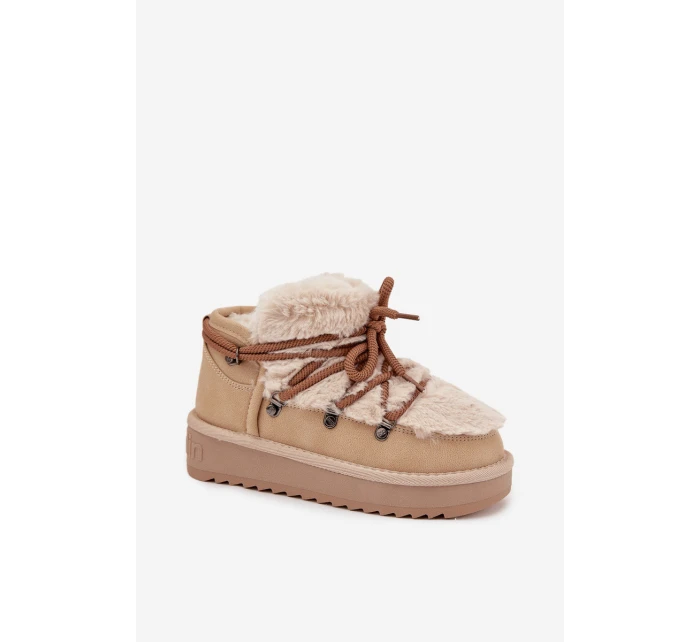 Śniegowce Dziecięce Młodzieżowe Z Futerkiem D.Franklin DFSH370011 Beżowe