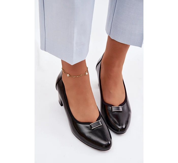 Lodičky na podpatku model 22100861 Černé - VINCEZA
