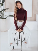 Dámsky sveter s rolákom A11 MY2490 tmavohnedý - FashionStreet