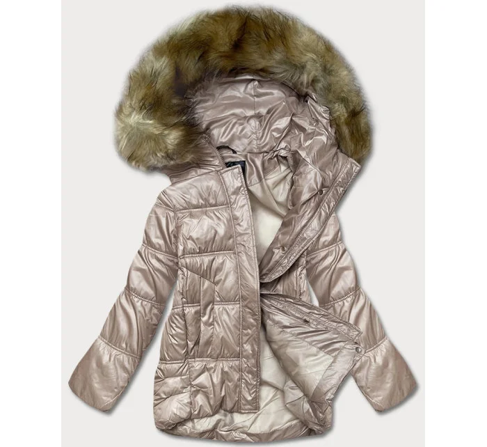 Krátka prechodná prešívaná bunda v ťavej farbe (H-202)