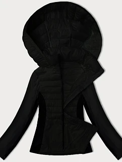 Černá dámská bunda z různých spojených materiálů model 21098285 - J.STYLE
