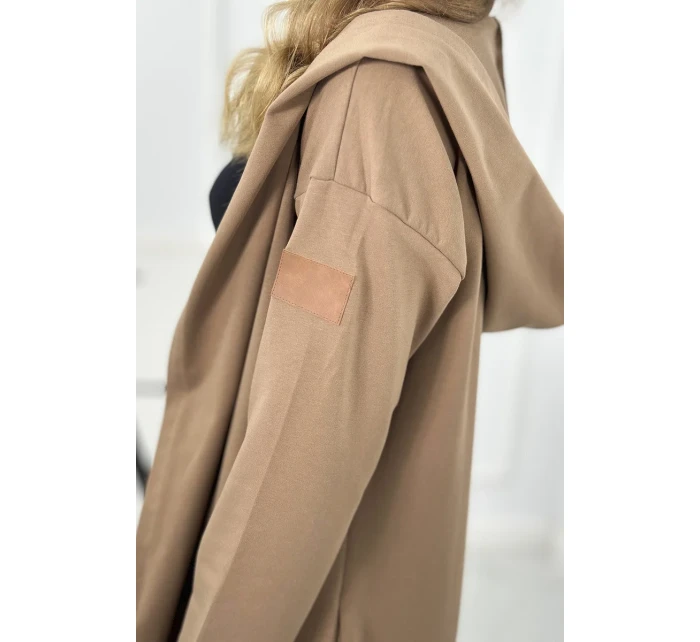 Dlouhá pláštěnka s kapucí velbloudí