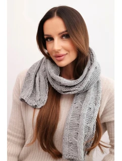 Dámsky klasický pletený vlnený šál KN22 sivý