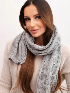 Dámsky klasický pletený vlnený šál KN22 sivý