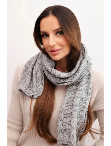 Dámsky klasický pletený vlnený šál KN22 sivý