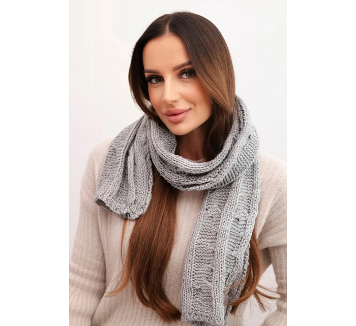Dámsky klasický pletený vlnený šál KN22 sivý
