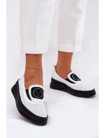 Dámské Kožené Mokasíny Na Platformě A Klínu Bílé model 21686687 - VINCEZA