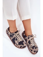Dámske semišové barefoot tenisky s pruhmi Zazoo N1120 hnedo-béžové