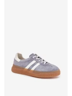 Zamszowe Sneakersy Damskie Na Platformie Niebieskie Marisae