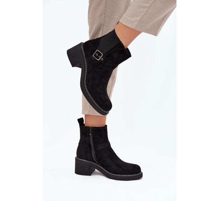 Dámské kotníkové boty na s přezkou černé model 21707424 - Boto Dámské kotníkové boty na s přezkou černé model 21707424 - Boto