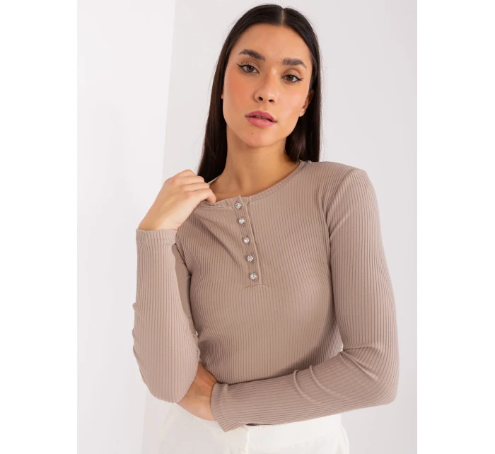 Bluzka RV BZ model 19077456 ciemny bezowy - FPrice Bluzka RV BZ model 19077456 ciemny bezowy - FPrice