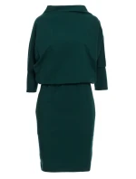 B175 Šaty s kimonovými rukávmi - tmavo zelené