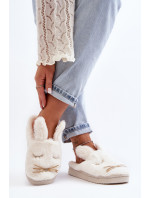 Dámske kožušinové papuče so zajačikom, biele Dolcevia
