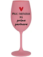 Môj partner má priateľského partnera - ružový pohár na víno 350 ml