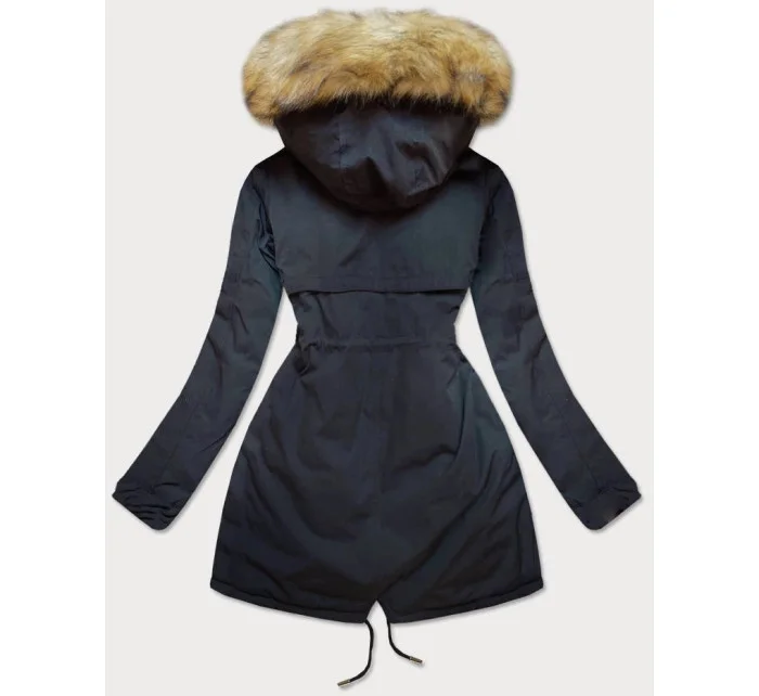 Tmavomodrá a ružová obojstranná dámska zimná bunda s kapucňou (w211) Tmavomodrá a ružová obojstranná dámska zimná bunda s kapucňou (w211)