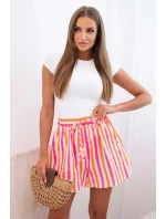 Dámské pruhované bavlněné šortky pomeranč