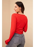 Dámska rebrovaná blúzka s riasením na boku červená Dámska rebrovaná blúzka s riasením na boku červená