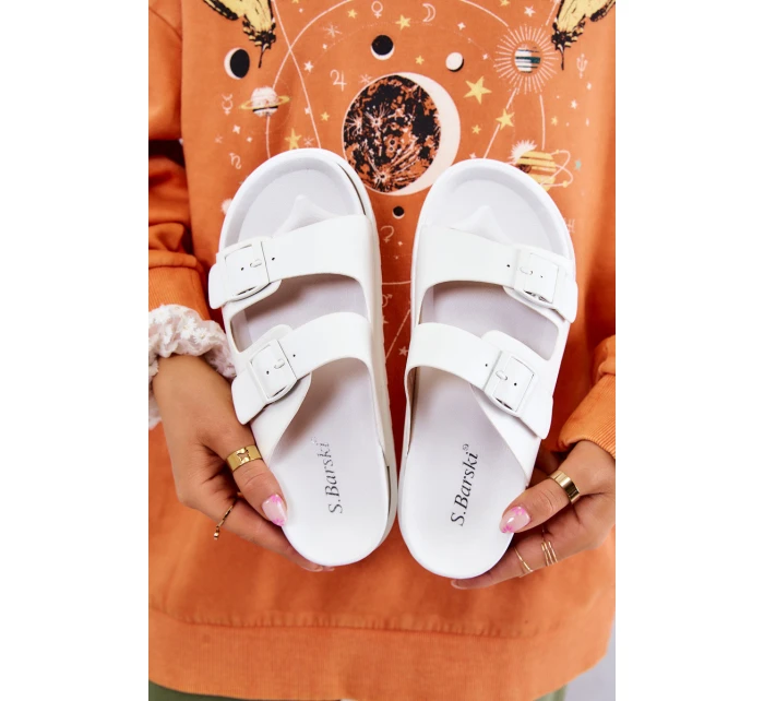 Gumové pantofle se sponou Bíle Corina Gumové pantofle se sponou Bíle Corina